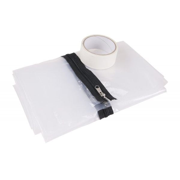 Folie protectie cu fermoar + banda adeziva pentru usi 1.2x2.2m